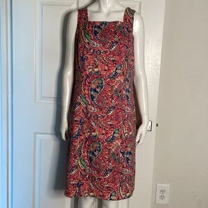 Talbots Paisley quilted tie back tank midi Dress
